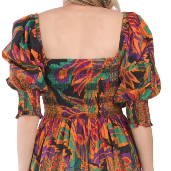 House of harlow 1960 Multi Colored Puff Sleeve Midi Dress - Picture 4 of 5